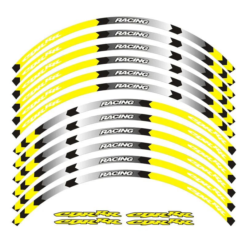 Лидер продаж высокое качество мотоциклетные колеса наклейка светоотражающие обод велосипед подходит для Honda CBR RR CBR CBR1000 600RR 650R 300R - Цвет: C yellow