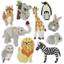Embroidery Iron on Patch Cartoon Clothes Stickers Embroidered Patches for Clothing Animal Zoo Badges Applique Mini Patchwork flower lace embroidery iron on stickers applique clothes patch embroidered patches for clothing rose badges fabric