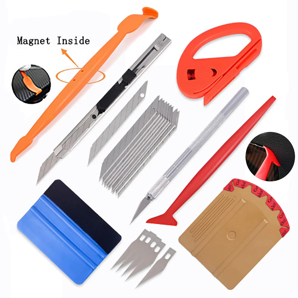 EHDIS Carbon Fiber Wrapping Magnet Squeegee Scraper Set Vinyl Wrap Film Auto Car Sticker Cutter Knife Kit Window Tints Tools EHDIS Carbon Fiber Wrapping Magnet Squeegee Scraper Set Vinyl Wrap Film Auto Car Sticker Cutter Knife Kit Window Tints Tools
