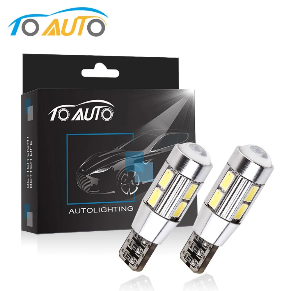 2 шт. W5W T10 Светодиодный лампочки Canbus белый 10SMD 5630 ошибок Авто супер яркий 194 168 светодиодный свет парковочные фары автомобиля 6000 K 12 V