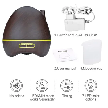 

dark wood 4 Timer Settings 7 Color Changing LED Lamp 300ml Aroma Essential Oil Diffuser Ultrasonic Air Humidifier for Home with