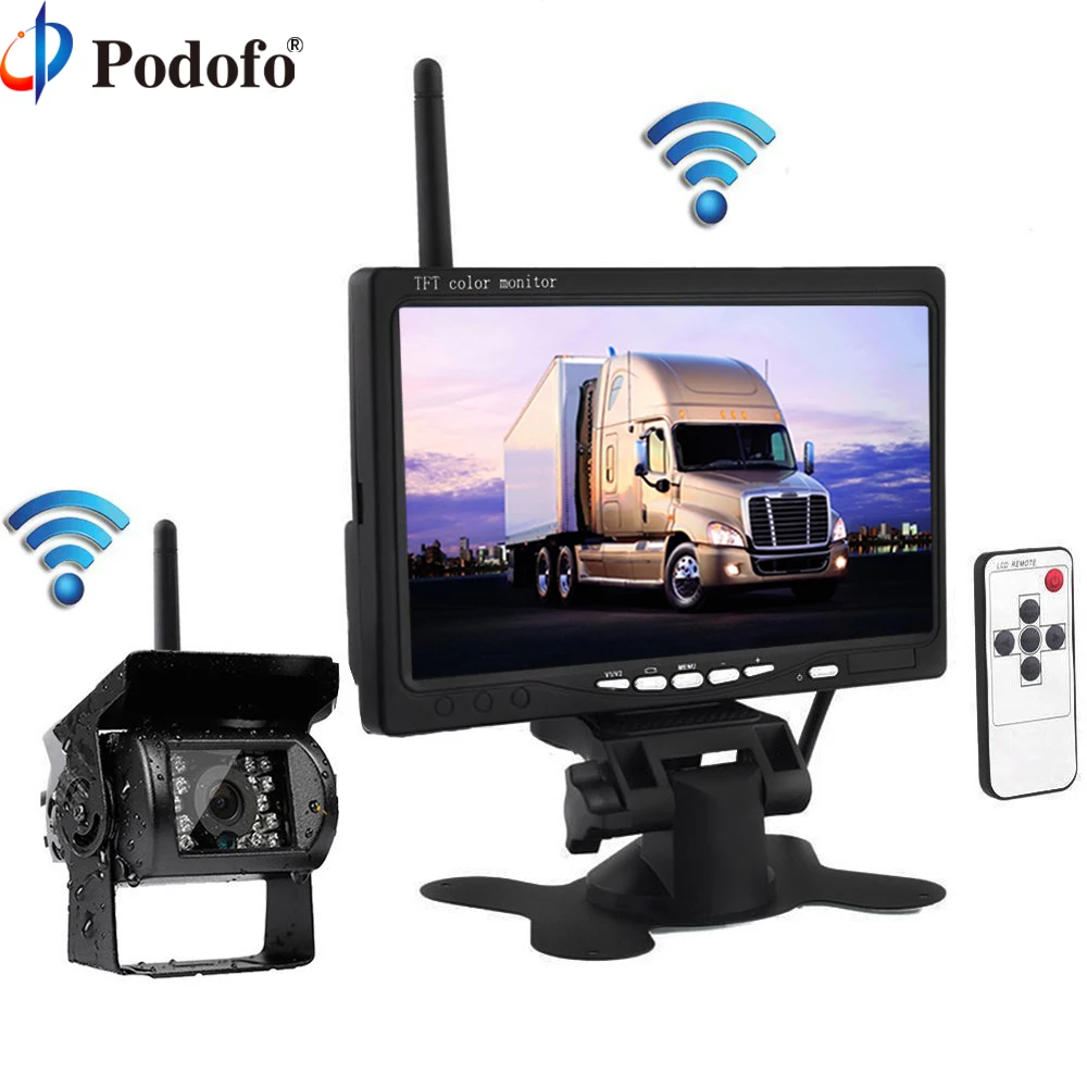 Podofo Wireless Truck Vehicle Car Rear View Backup font b Camera b font 7 HD Monitor