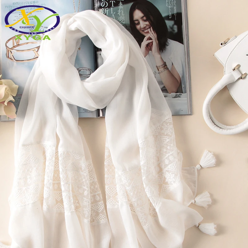 

1PC New Cotton Women Long Scarf Tassels Soft Spring Thin Summer Scarves Lady's Viscose With Lace Muslim Wraps Autumn