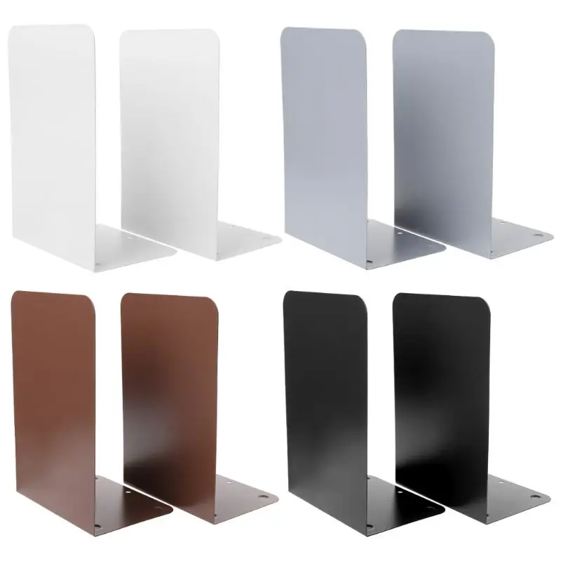 

1 Pair Metal Bookends Organizer Desktop Office Home Book Shelf Storage Holder Book Ends