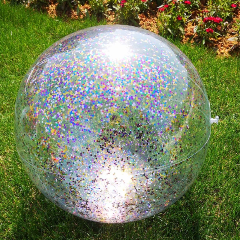 Новинка 2019 надувной пляжный спортивный мяч ПВХ прозрачный для пляжа с блестками