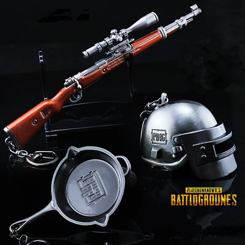 

Game PUBG Model Toy Pan Kar98k Sniper Gun Helmet Alloy Weapon Set