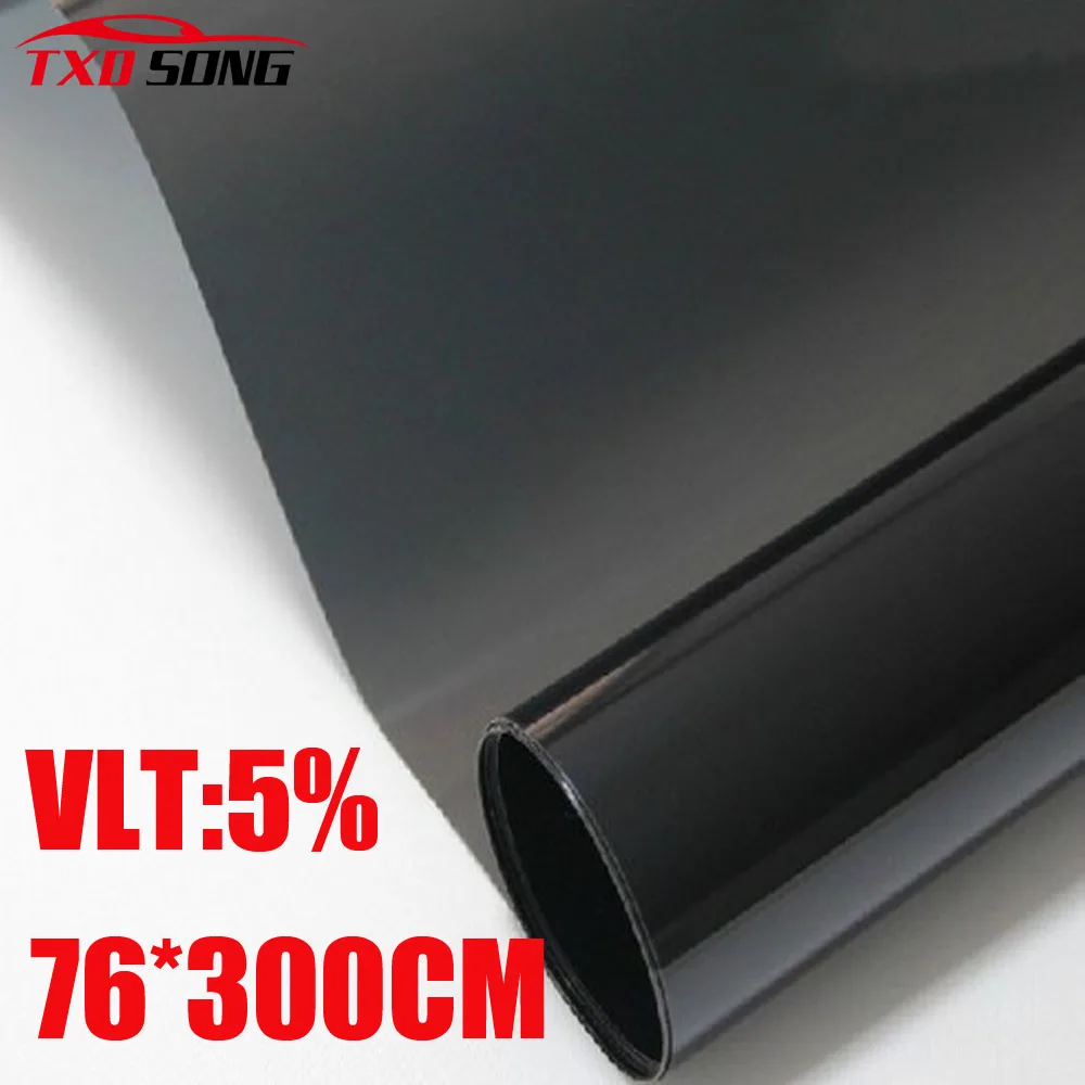 

76cm*300cm/Lot Car Side Window Tint Film Glass VLT 5% 1PLY Car Auto House Commercial Solar Protection Summer BY Free shipping