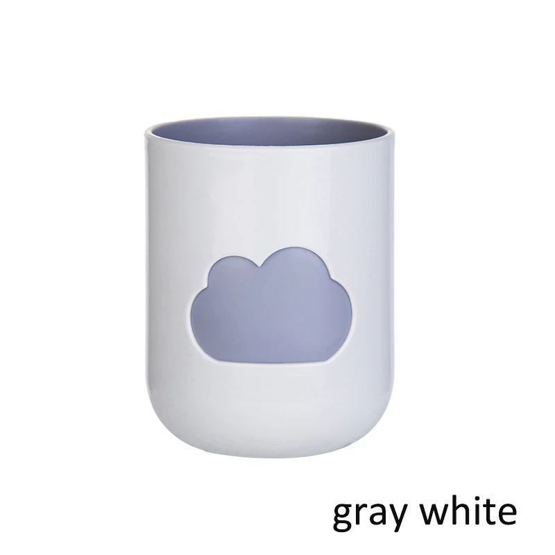 gray white Большой рот пары чашки экологически чистые пластиковые Облака шаблон 1 шт. зубная щетка чашка мыть стаканчик для зубной щетки принадлежности для ванной комнаты - Цвет: gray white
