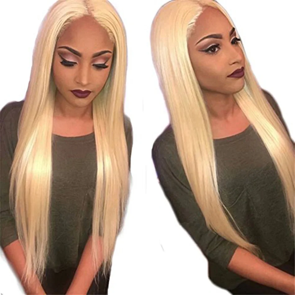 

#613 Blonde Wigs Silky Straight Brazilian Remy Human Hair lace front Wig 613 Lace Front Human Hair Wigs Pre Plucked Hairline