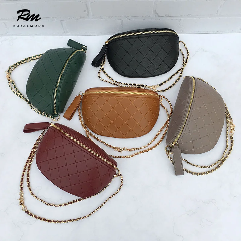 

2019 top fashion women bag leather female bag rhombic chain chest bag