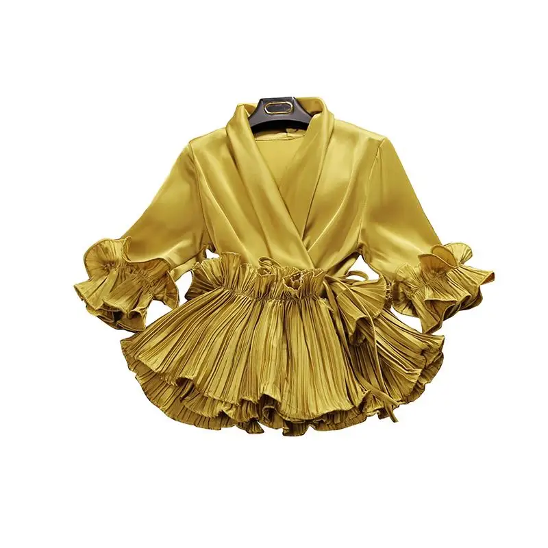 

Ruffle Blouse White Peplum Wrap Top Chiffon Blouse Summer Deep V Neck Shirt Womens Tops And Blouses Blusas Mujer De Moda 2019