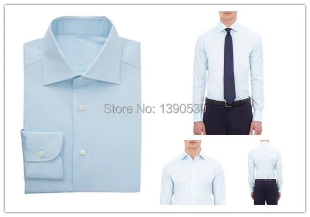 

custom made 100% cotton light blue slim fit long sleeve design formal dress shirts plus size XS-XXXXL