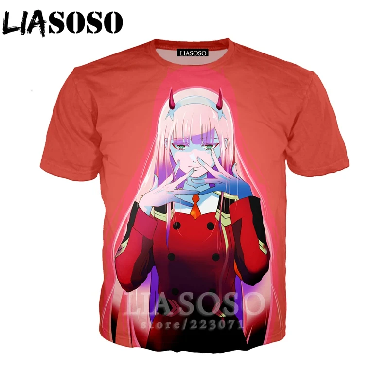 LIASOSO летняя Новинка для мужчин и женщин с 3D принтом аниме Darling In The Franxx футболка