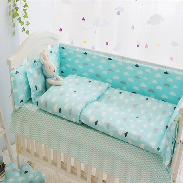 Green Clouds 4 10 Pcs S Boys Baby Bedding Set Cot Sets 120 60cm Green Clouds 4 10 Pcs S Boys Baby Bedding Set Cot Sets 120 60cm Crib Sheet Bed Per Pillow Quilt Cover Filling