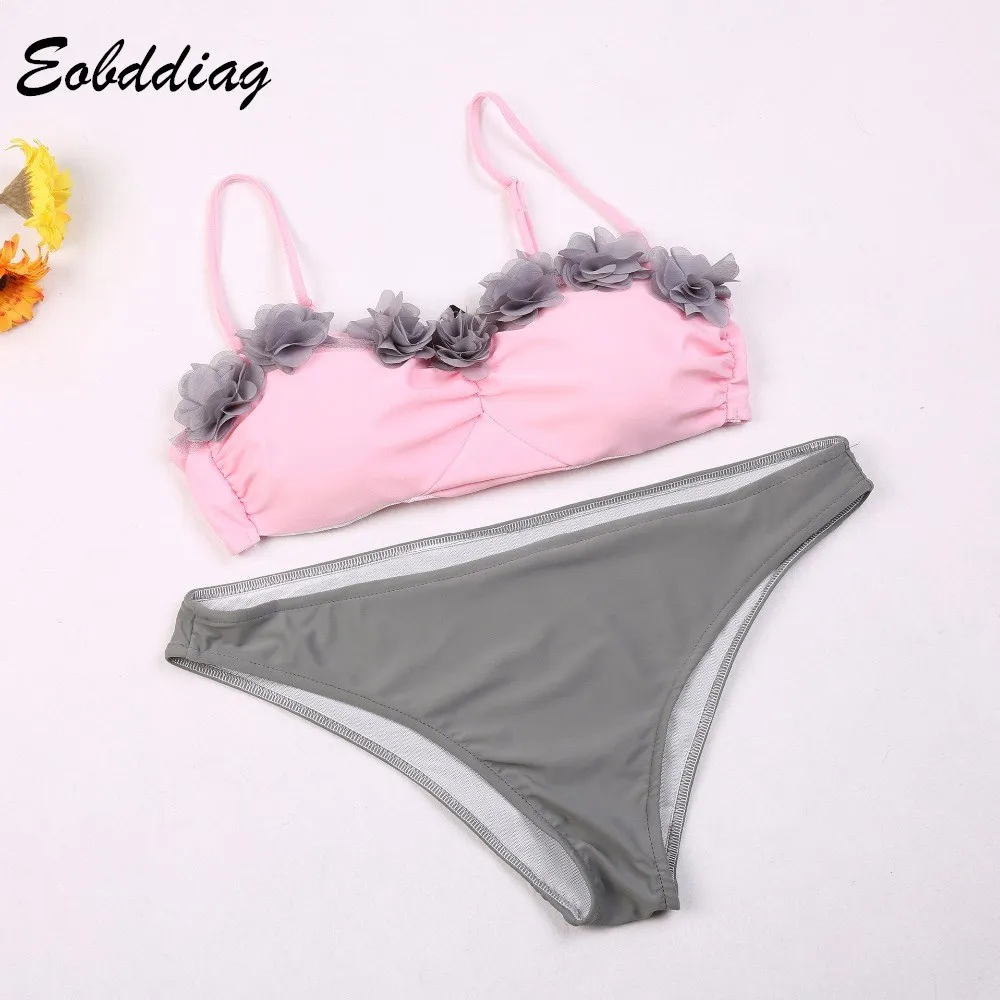 summer Women's superior quality Push Up Swimwear Sexy Flower bandage Bikini Set Halter Straps Tankinis Bathing Suit Beachwear |