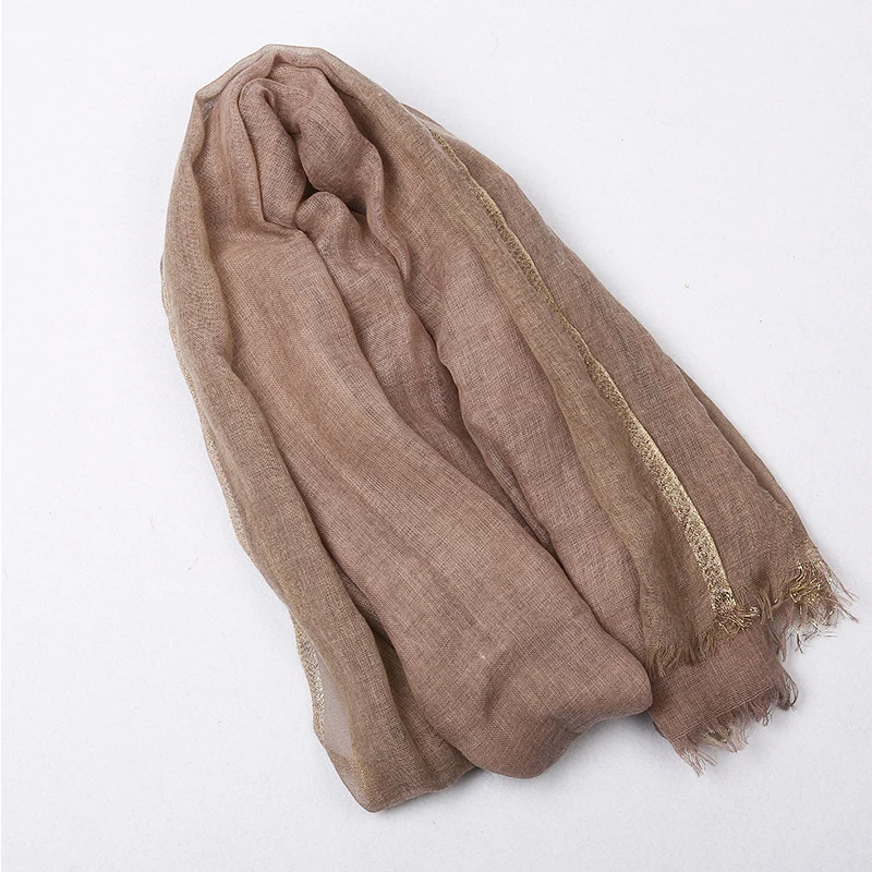 Модный дизайнерский льняной, хлопковый шарф для женщин, сплошной цвет, мусульманский хиджаб, шарфы, шали, Простой Большой пашмины шарф для волос