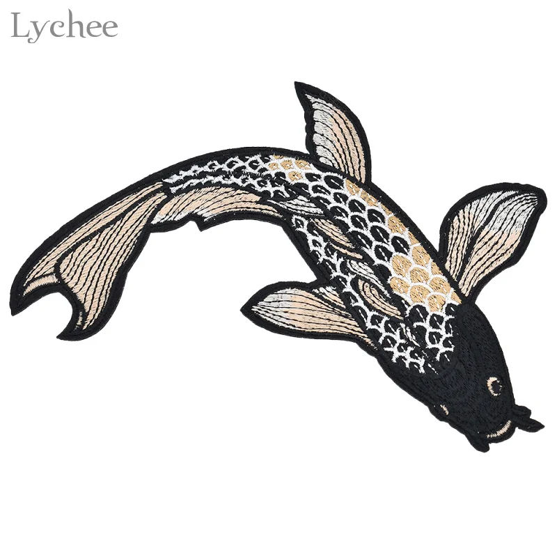 Lychee вышитые кои рыбы железа на патч для одежды мультфильм Patchworks наклейки для одежды джинсы DIY ручной работы шитье ремесло