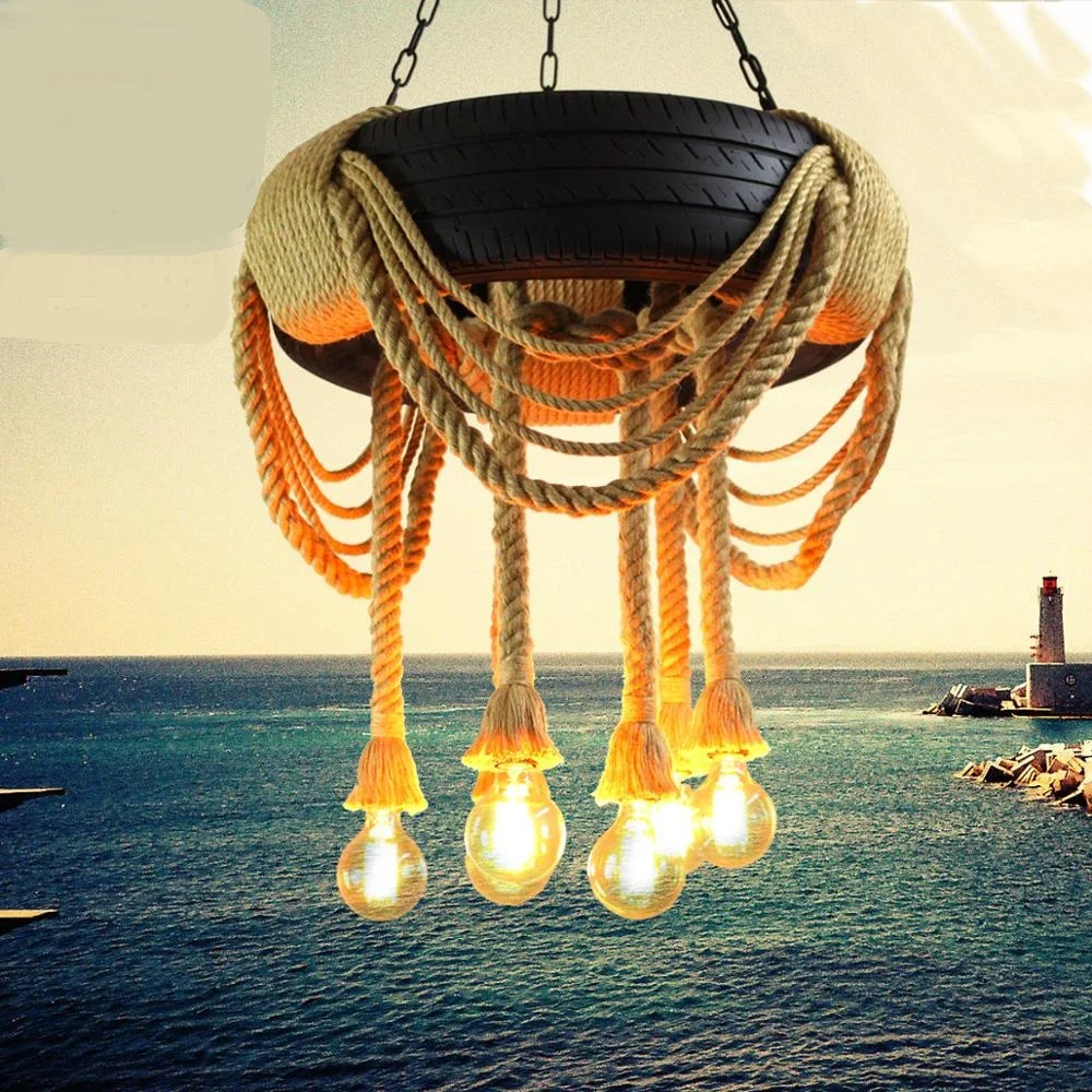 

Retro industry tire wind rope pendant light retro bar coffee shop creative restaurant decoration pendant lamp package GY84