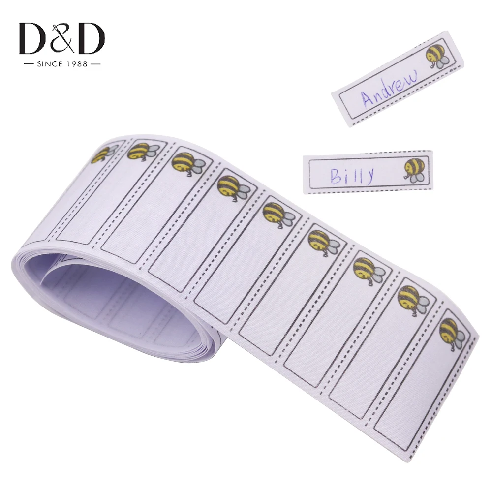 

100pcs/pack Iron-on Bee Pattern Washable Name Labels Garment Fabric Tags Clothing Labels Marker Set for Clothes Accessories