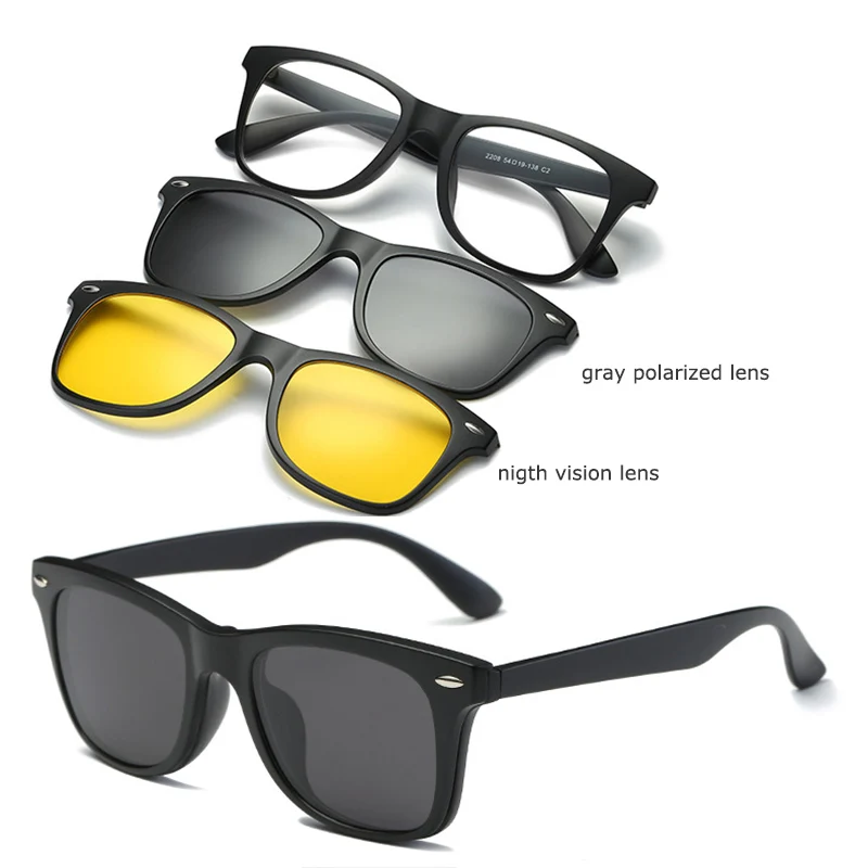 Оправа для оптических очков для мужчин и женщин с 2 зажимами на магнитах, поляризованные солнцезащитные очки, прозрачные очки, оправа для мужских очков YQ335 - Цвет оправы: YQ335 C01