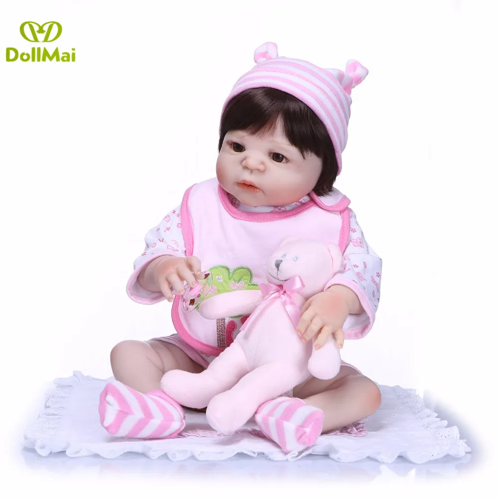 

Girl baby reborn dolls 22"57cm full silicone reborn baby dolls toys for children gift bebes reborn corpo de silicone inteiro