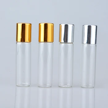 

5Pieces/lot 5ML Glass Refillable Perfume Bottle With Roll On&Empty Portable Essential Oils Case With Aluminum Cap