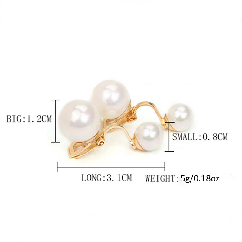 gold double pearl earrings no pierced  (5)