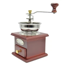 Kaffeemühle Holz und edelstahl Manuelle Kaffeemühle Mühle Hand Kurbel Einstellbar Holz Eisen Antike Weinrot
