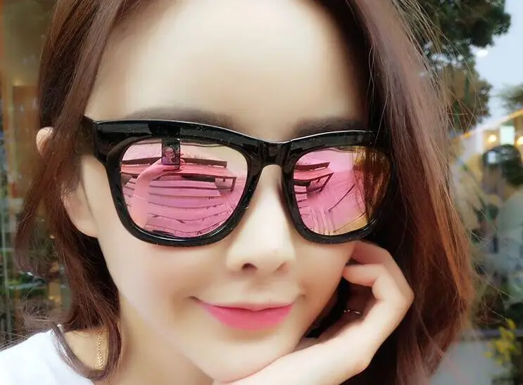 Солнцезащитные очки в квадратной оправе, женские брендовые дизайнерские зеркальные фотохромные солнцезащитные очки из смолы, мужские очки для мужчин, UV400 - Цвет линз: Pink