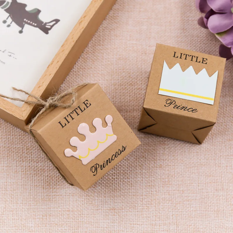 

50Pcs/set Wedding Party Decoration Kraft Paper Candy Boxes King Queen Couple Crown For Home and Party Decor