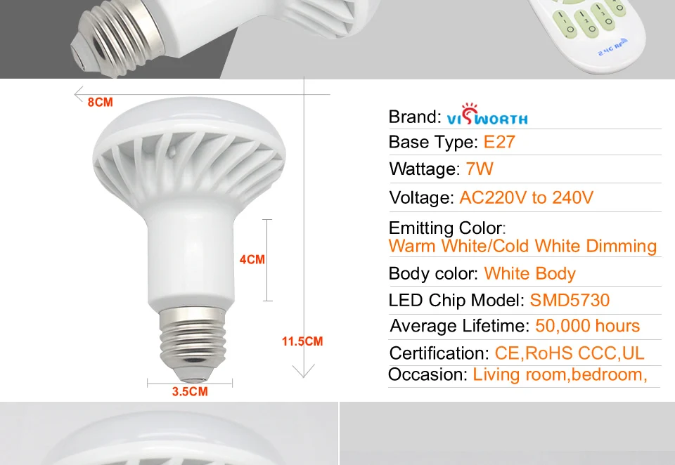 2.4ghz, sem fio, rf, lâmpada e27, led, smd5730, ac 220v, 230v, 240v