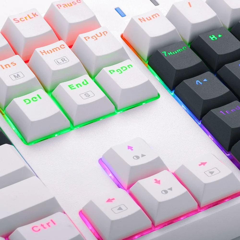 LED Mechanical Keyboard Contrast Color Tactile Clicky Blue Switches Anti-Ghosting USB Wired Gamer Keyboard for dota 2 lol, X8100