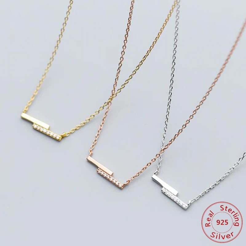 

Bar Necklace 925 Silver Choker Kolye Gold Pendant Charm Minimalist Engagement Wedding Bijoux Femme Collier Necklace for Women