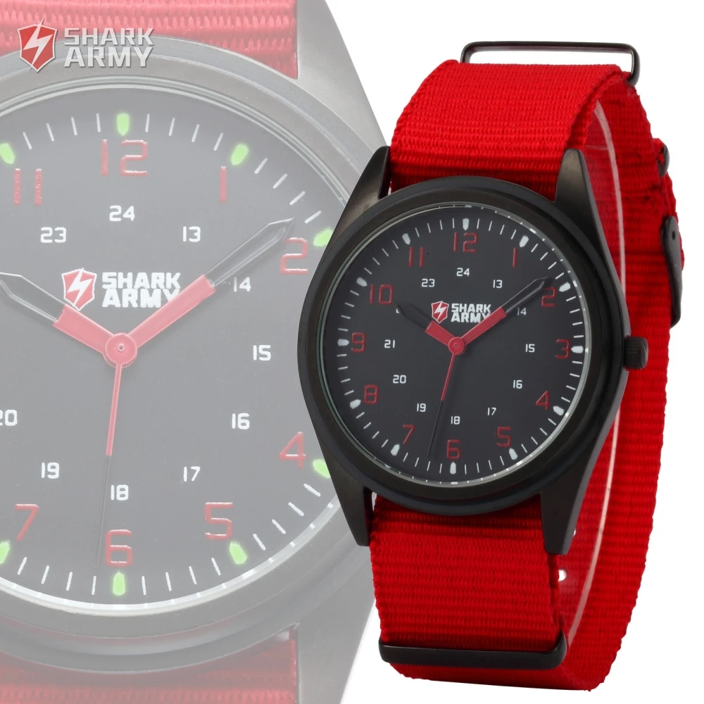 Fashion SHARK ARMY Brand Men Slim Thin 24Hrs Analog Military Sports Relogio Nylon Fabric Red Strap Wrist Watch Masculino /SAW037 Fashion SHARK ARMY Brand Men Slim Thin 24Hrs Analog Military Sports Relogio Nylon Fabric Red Strap Wrist Watch Masculino /SAW037