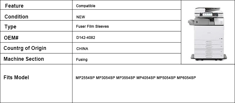 Mangas de Filme Fuser para Ricoh Filme de Fixação 5054sp 6054sp Mp2554sp Mp3054sp Mp3554sp Mp4054sp mp 2554sp 3054sp 3554sp 4054sp 2 mp3054sp mp3554sp mp4054sp filme de fixação