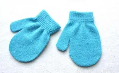 Новые зимние женские перчатки для маленьких мальчиков детские перчатки теплые детские вязаные перчатки унисекс Детские митенки детские для детского сада XL182 - Цвет: Небесно-голубой