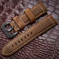 

Watchbands 20 22 24 26mm Genuine Leather Dark Brown Black Man Women Handmade Vintage Scrub Wrist Watch Band Strap Metal Buckle
