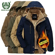 

2018 Winter thicken warm men black blue hooded jacket man casual brand cotton khaki afs jeep fleece thick jacket plus size coats