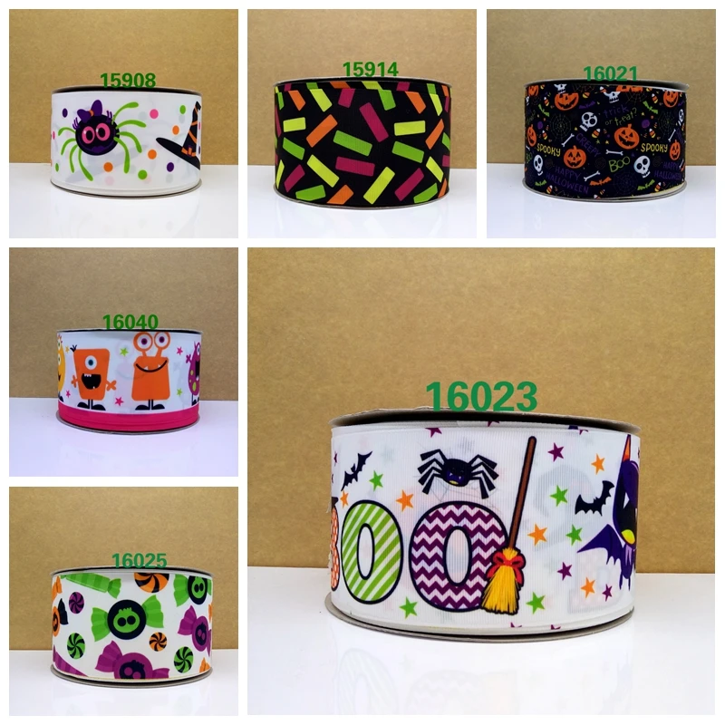 Бесплатная доставка 50 ярдов Хэллоуин печатных grosgrain ленты 16023 | Дом и сад