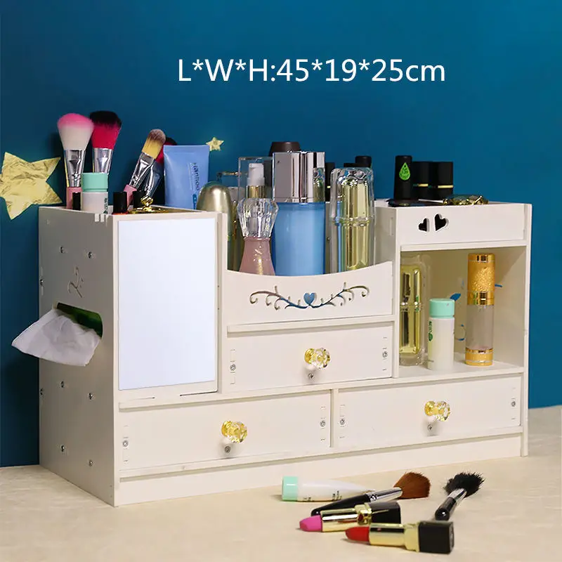 

Cosmetic storage box drawer mirror dressing table skin care jewelry container box