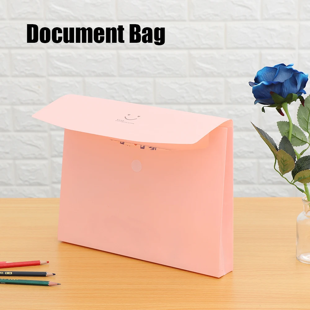 

1PC A4 PVC Document Bag Cute Smile Pattern File Folder Bag Paper Document File Folders Office School Supplies Stationery