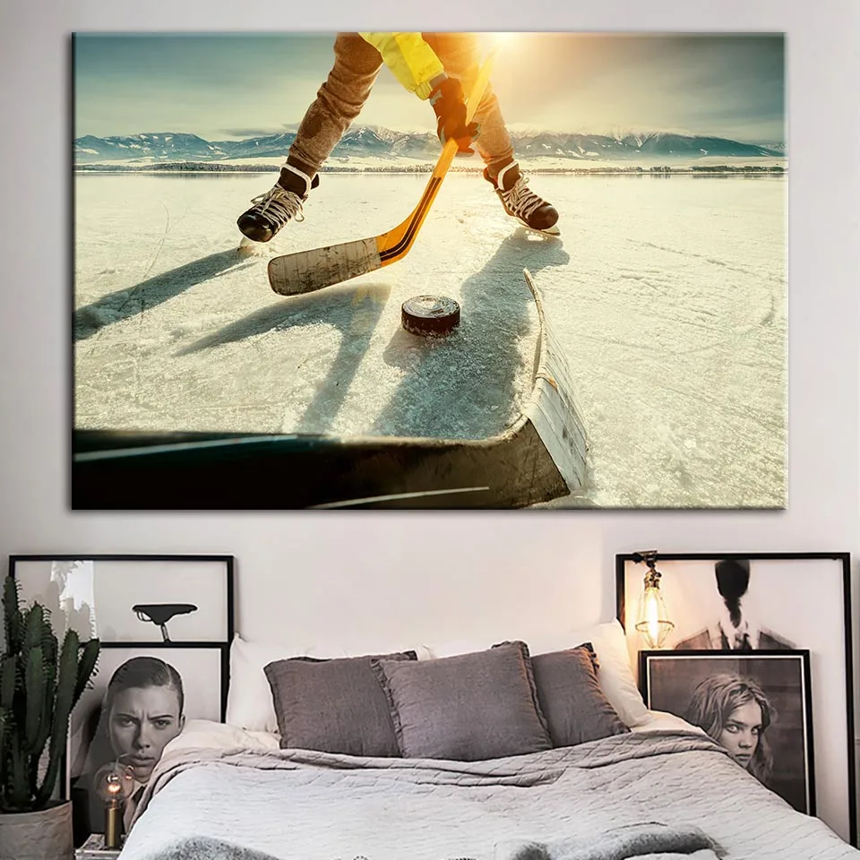 

Painting Modern Home Decoration Canvas Printed Wall Art Poster Ice Hockey Scenery Modern Modular Pictures Frame For Living Room