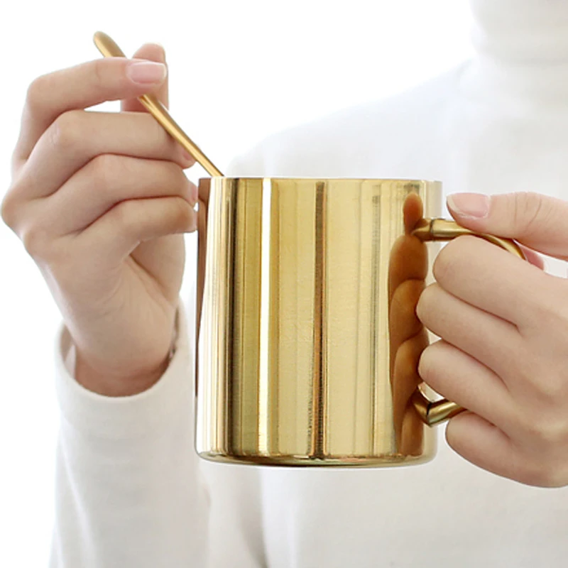 2018 New Double Wall Stainless Steel Mug 450ml Large Beer Tumbler Fashion Gold Milk Coffee Tea Mug Cafe Cool Metal Beverage Drinking Cup (5)