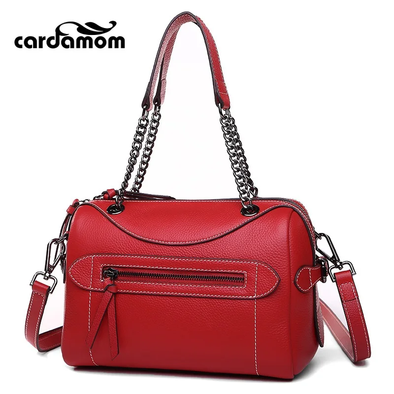 

Cardamom New Boston Genuine Leather Handbags First Layer Of Embossed Leather Shoulder Bag Women Shoulder Diagonal Bag