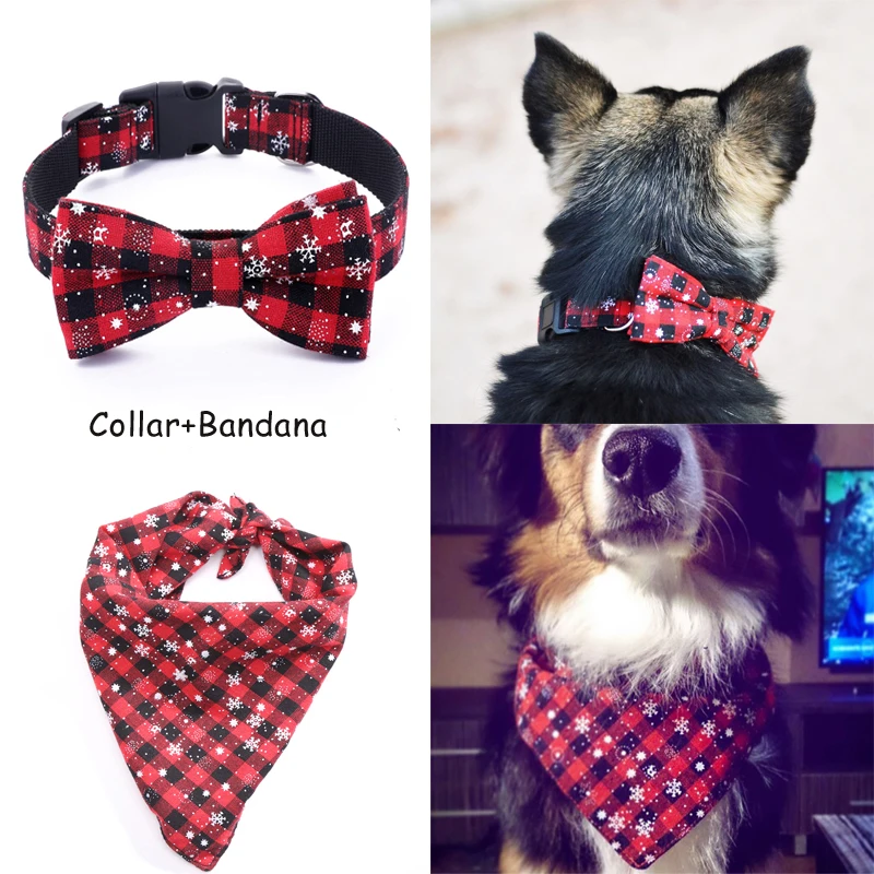Dog Collar Scarf With Bow Tie For Personalized Christmas Style