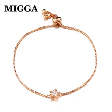 MIGGA кубический циркон кристаллическая звезда браслет цепочка для женщин ювелирные изделия с бриллиантами золото/серебро Цвет