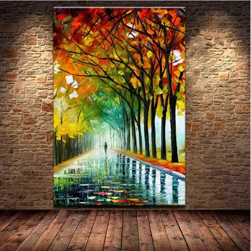 Colorful Home Decor Wall Art Picture Streetscape Knife Oil
