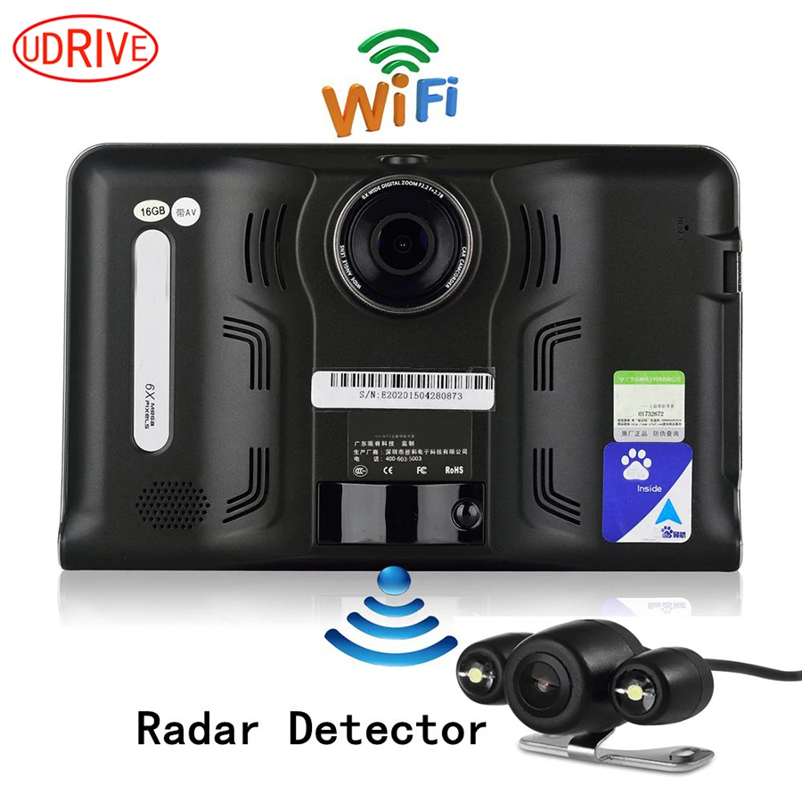 Udricare 7 inch GPS Navigation Android GPS DVR Camcorder 16GB Allwinner A33 Quad Core 4 CPUs
