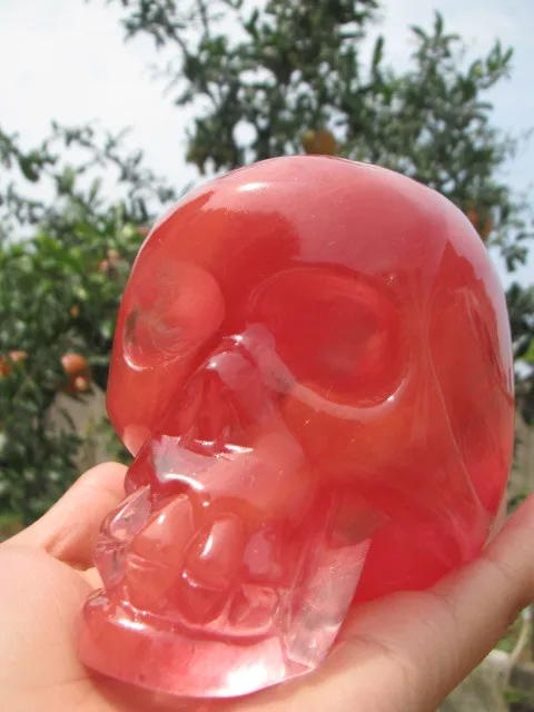 

968g red SMELT QUARTZ CRYSTAL skull HEALING A1