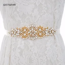 Жемчуг свадебный пояс Кушак Золотой Хрустальный пояс невесты стразы свадебный пояс для невесты платья подружки невесты J103G